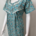 Teal Pleated Style Pure Cotton Nighty