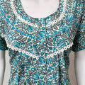 Teal Pleated Style Pure Cotton Nighty