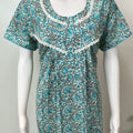 Teal Pleated Style Pure Cotton Nighty