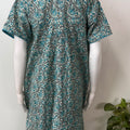 Teal Pleated Style Pure Cotton Nighty