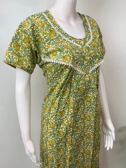 Green 100% Cotton Nightgown for Women