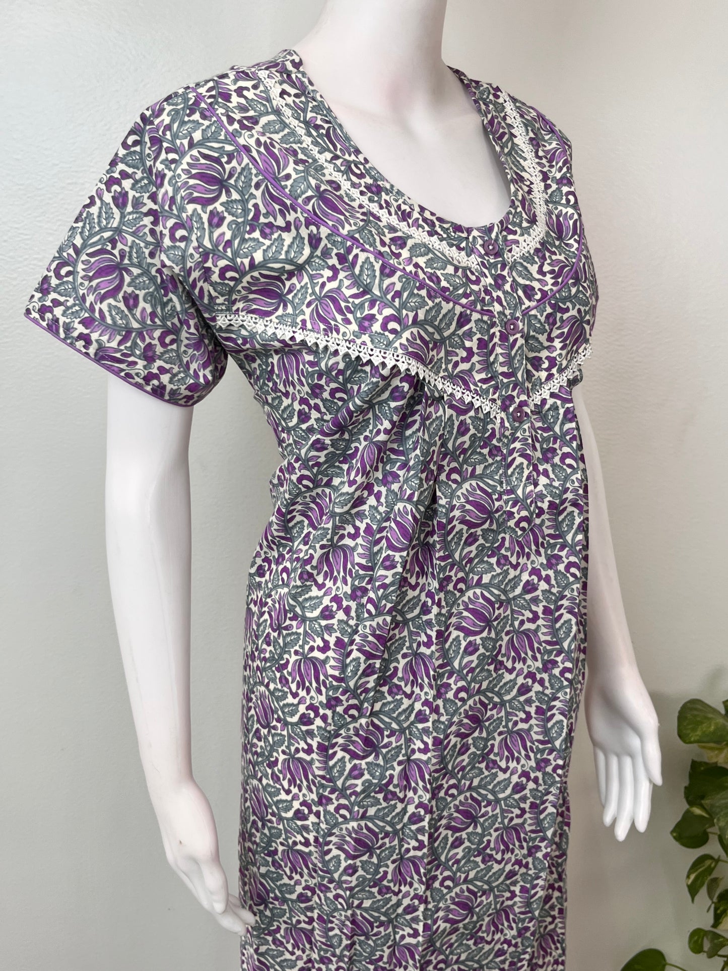 Floral Printed 100% Cotton Women's Nightgown