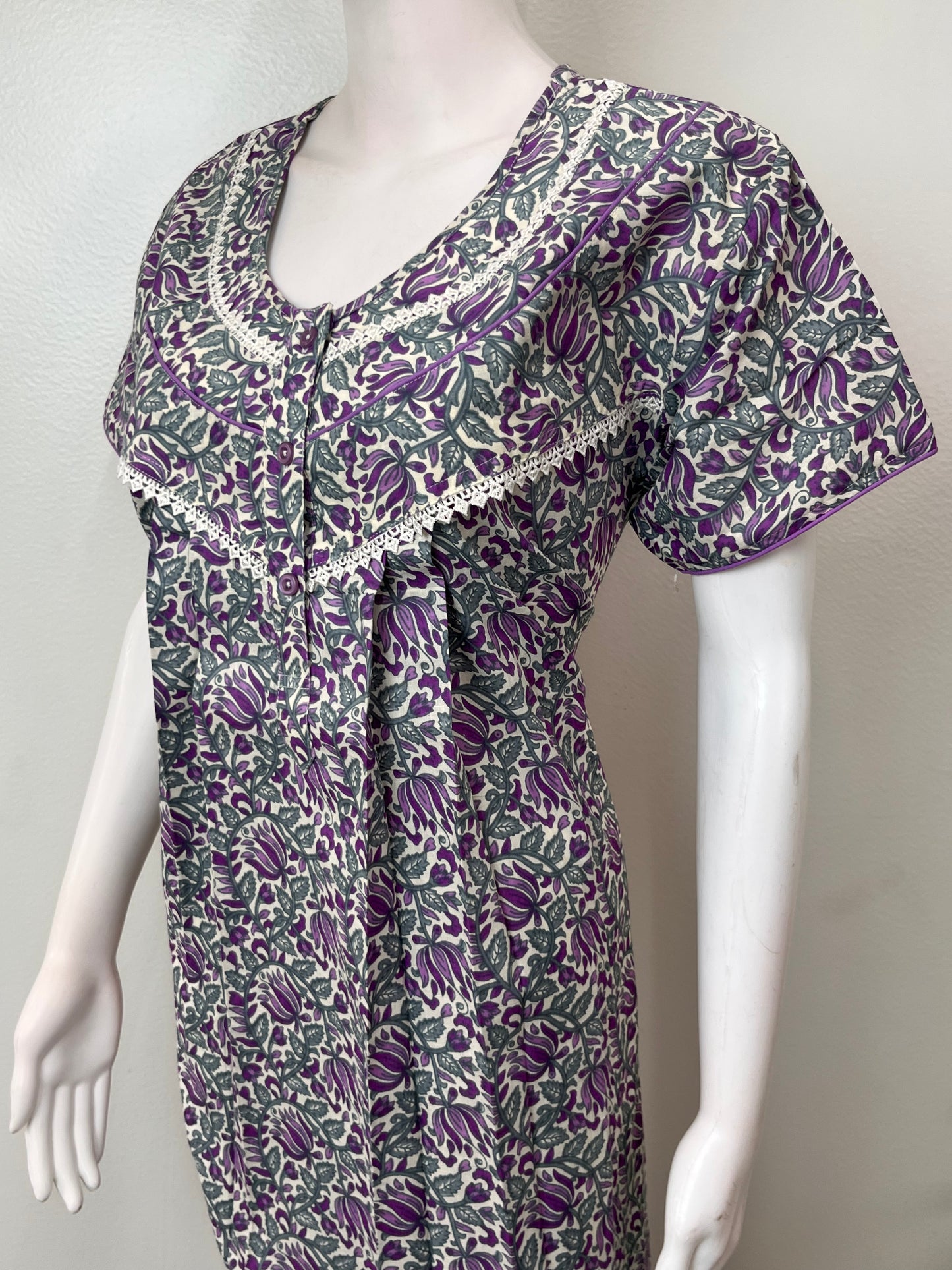 Floral Printed 100% Cotton Women's Nightgown