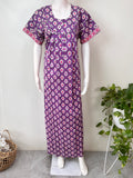 Purple Geometric Printed 100% Cotton Nightgown