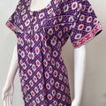 Purple Geometric Printed 100% Cotton Nightgown