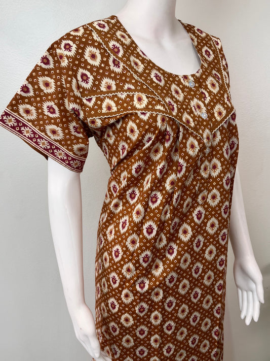 Coffee Pure Cotton Nightgown for Women