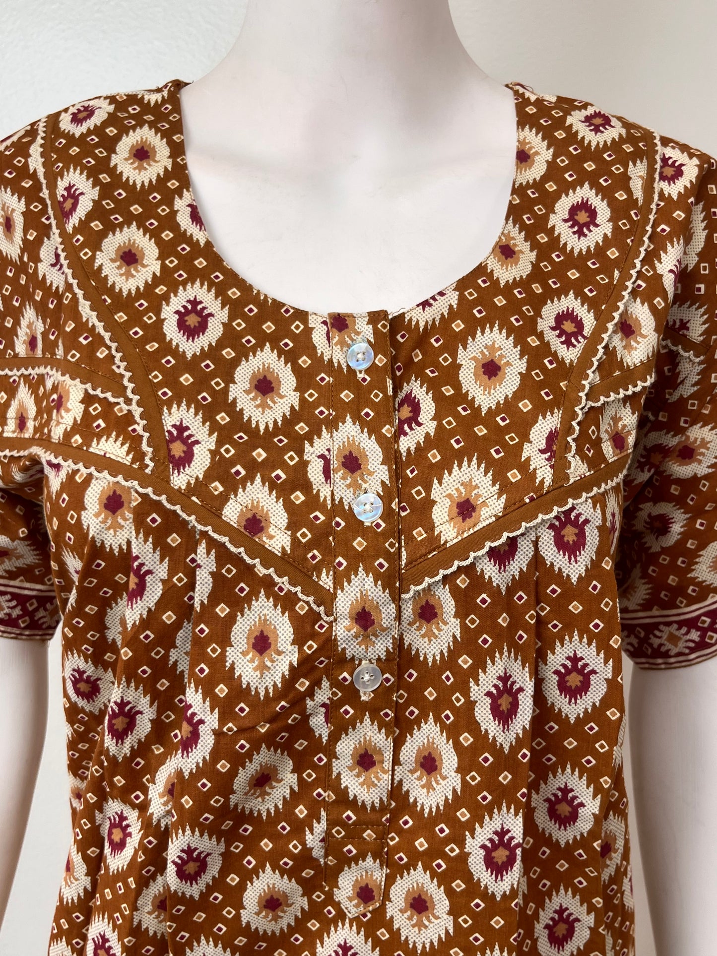 Coffee Pure Cotton Nightgown for Women