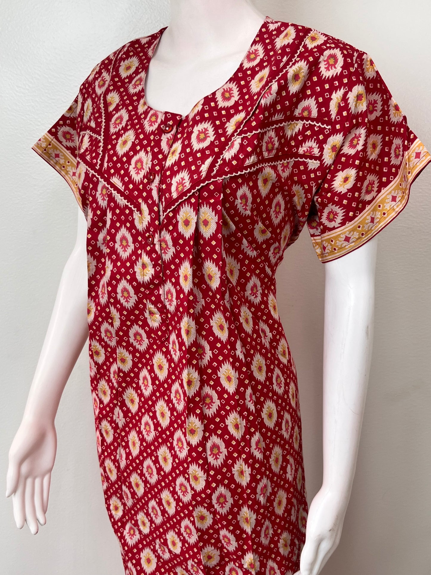 Red Digital Print Pure Cotton Nighty