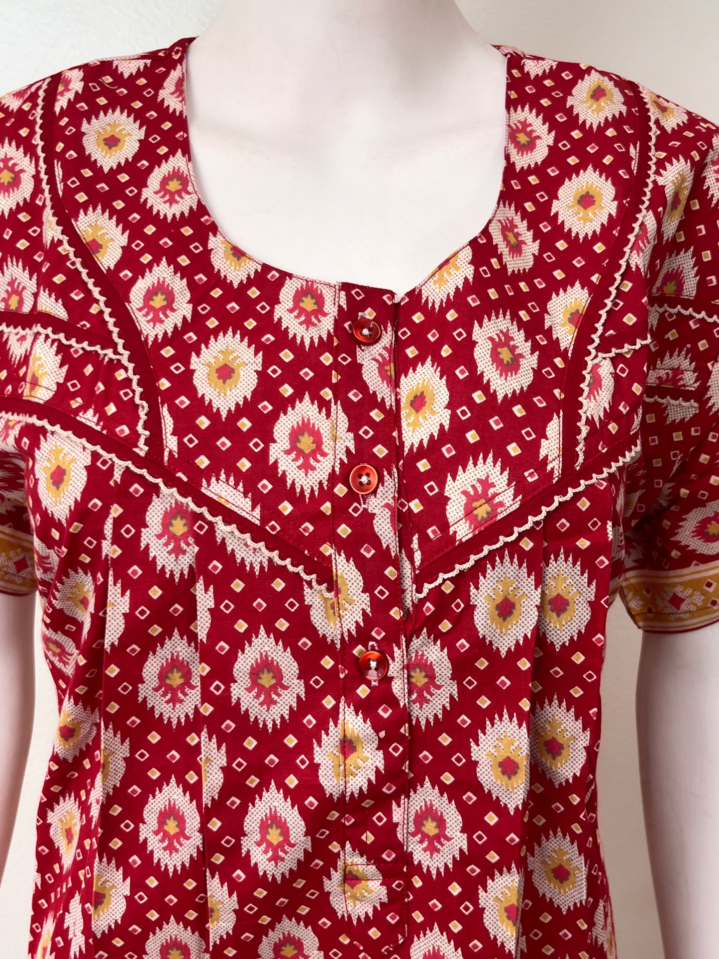 Red Digital Print Pure Cotton Nighty