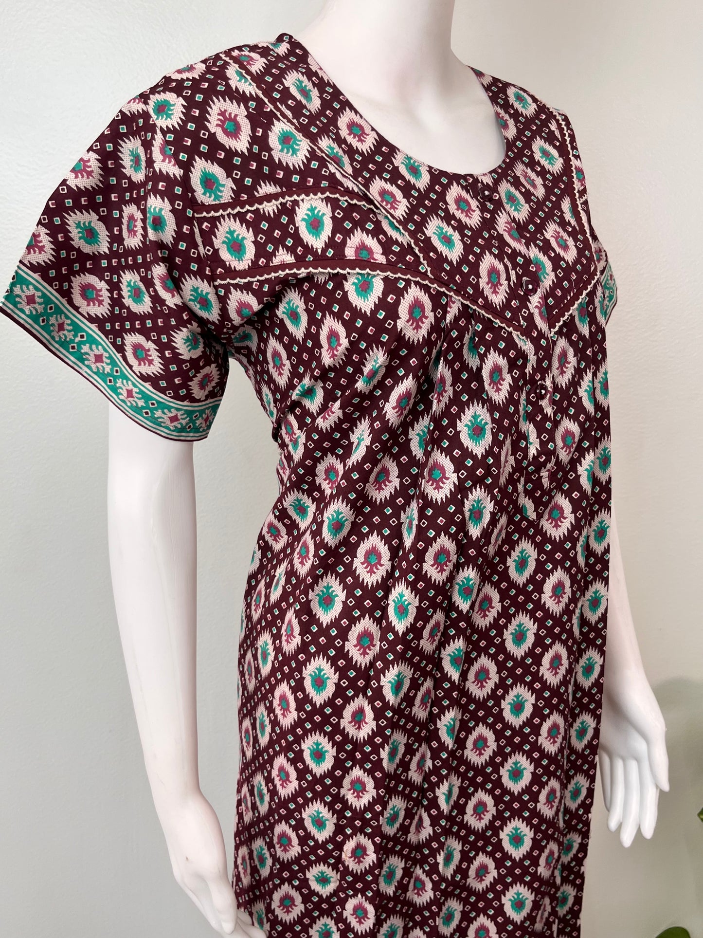 Brown Pure Cotton Nighty for Women