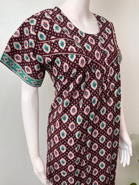 Brown Pure Cotton Nighty for Women