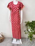 Red Digital Print Pure Cotton Nighty