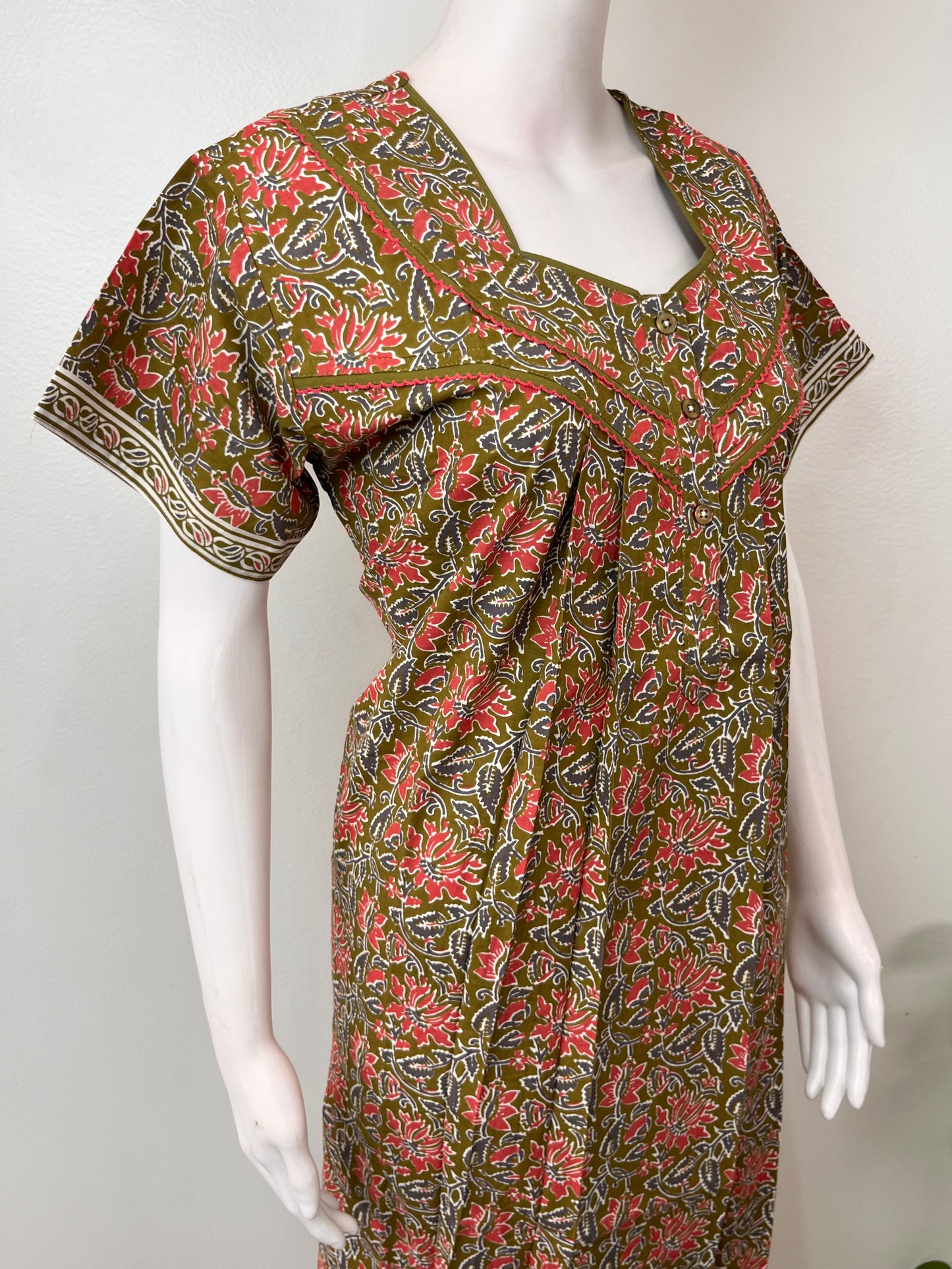 Bottle Green Pure Cotton Nightgown for Women