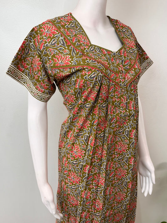 Bottle Green Pure Cotton Nightgown for Women