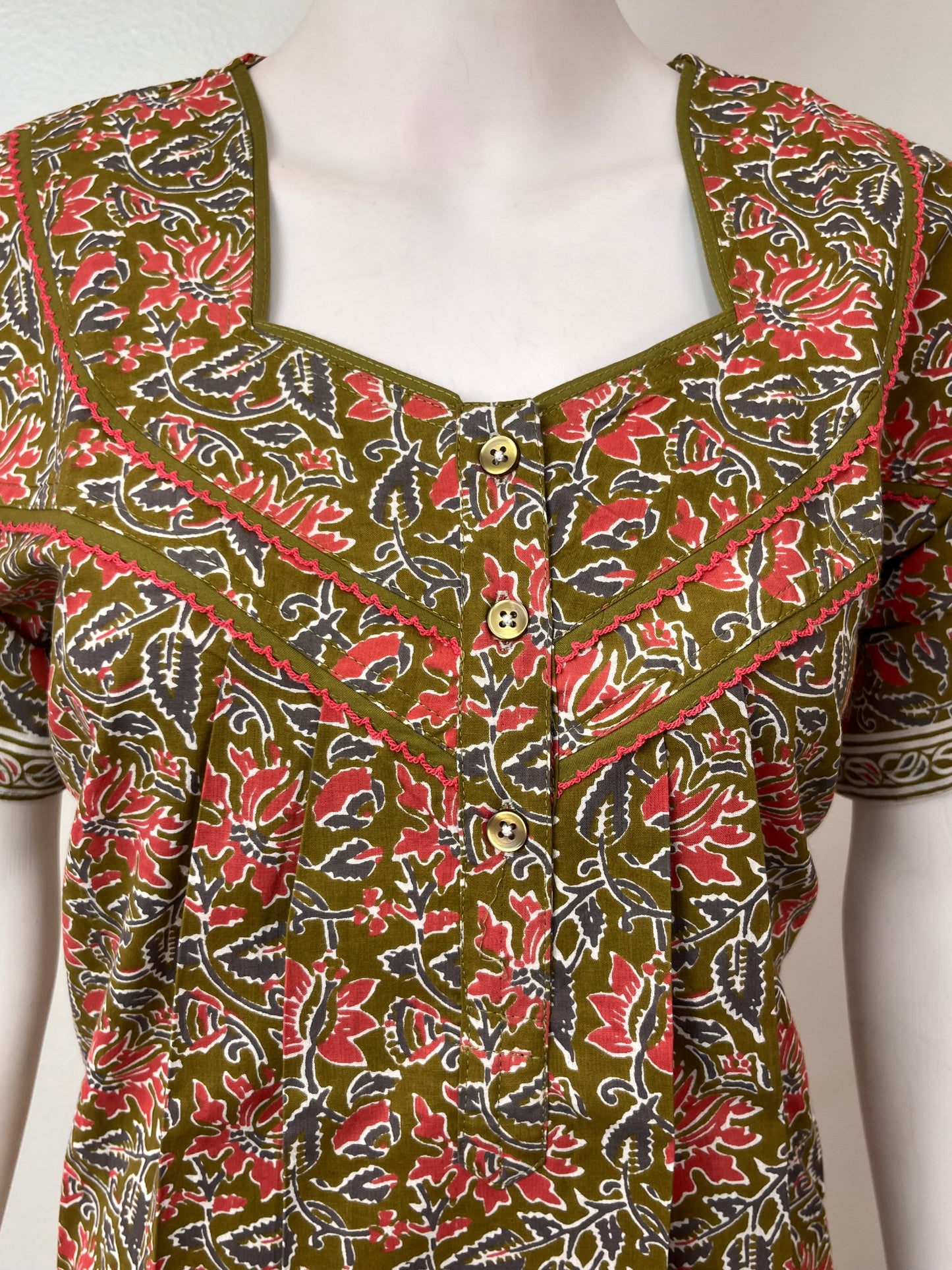 Bottle Green Pure Cotton Nightgown for Women