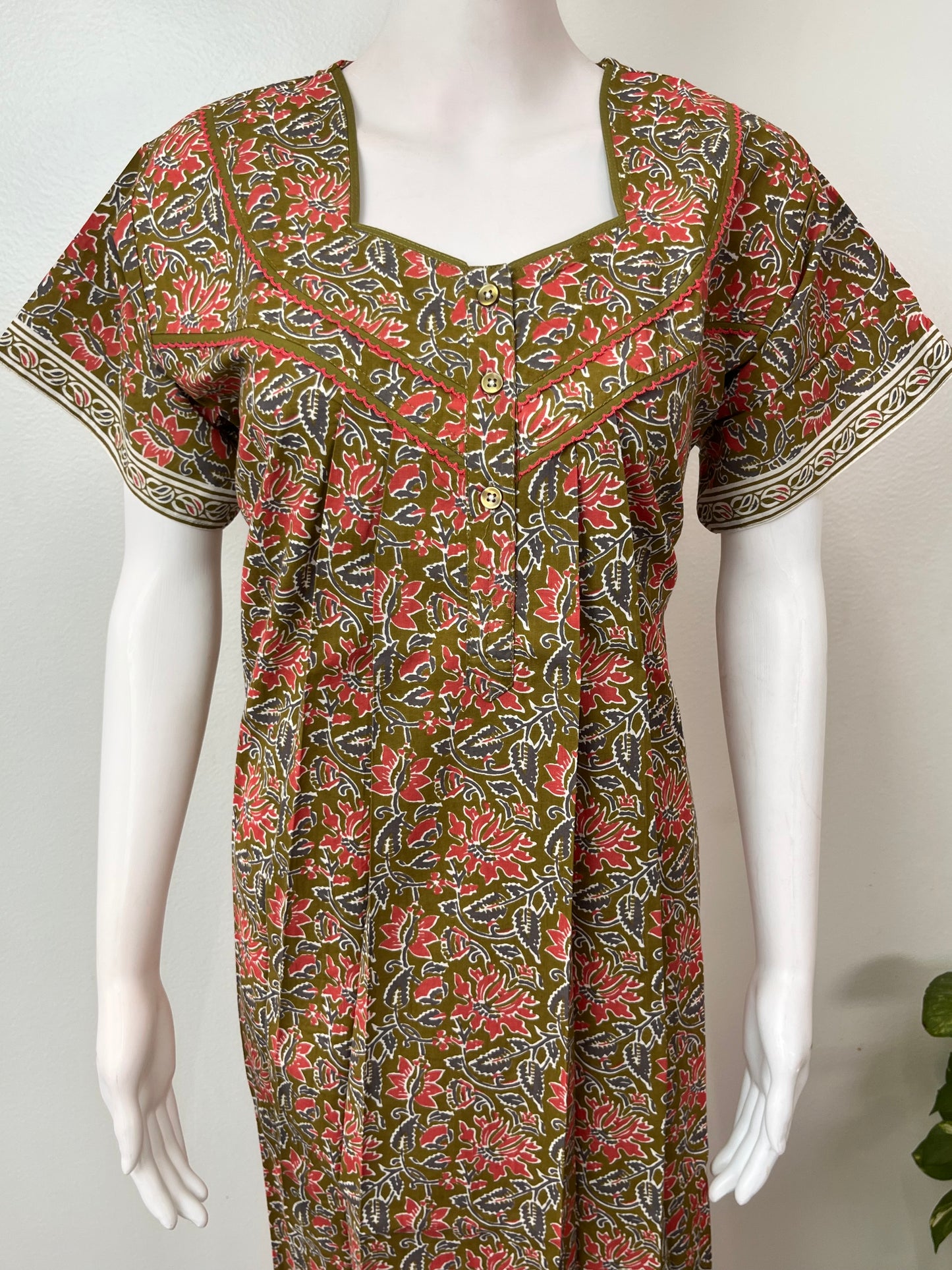 Bottle Green Pure Cotton Nightgown for Women