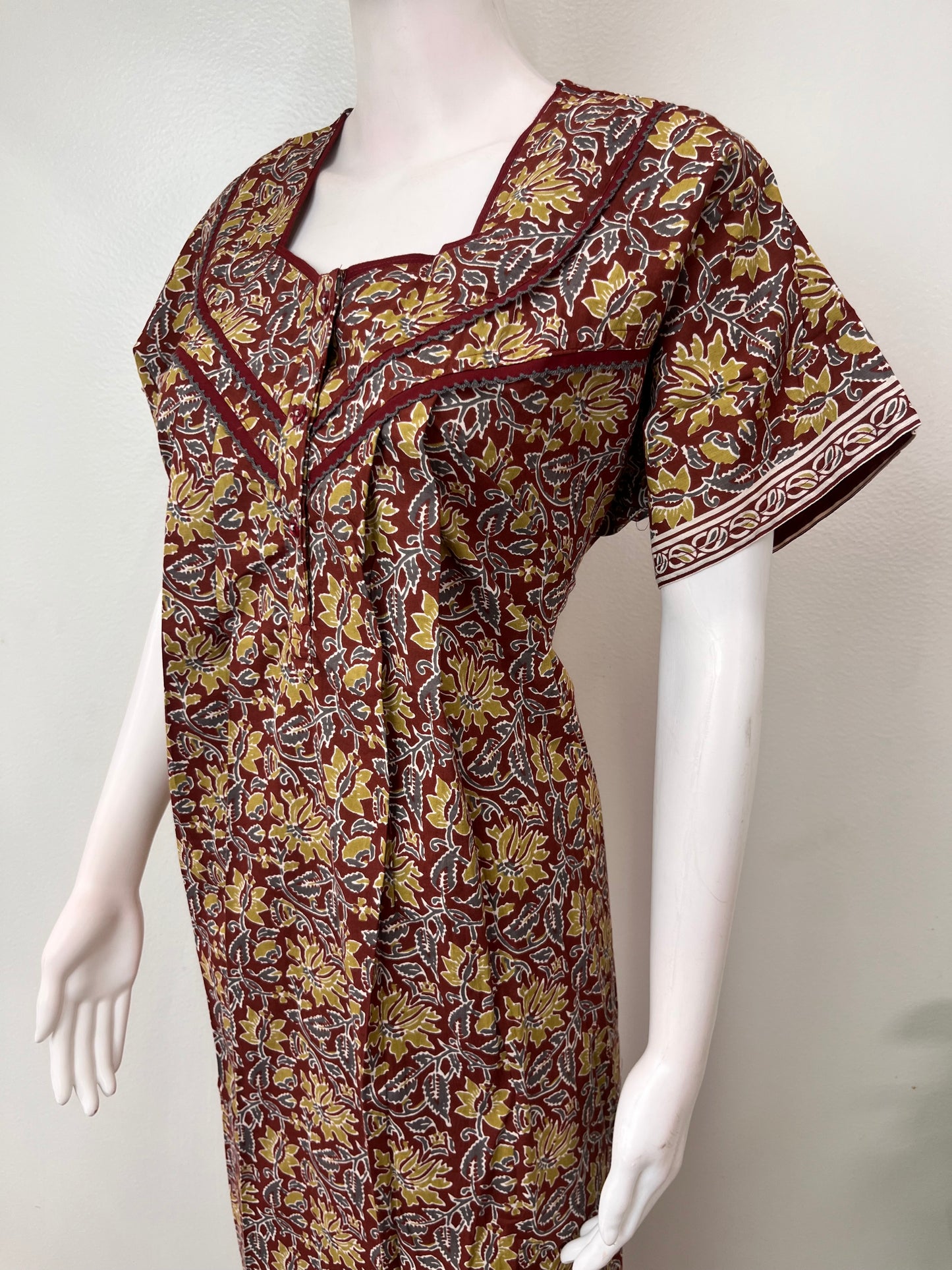 Maroon 100% Cotton Nightgown for Women