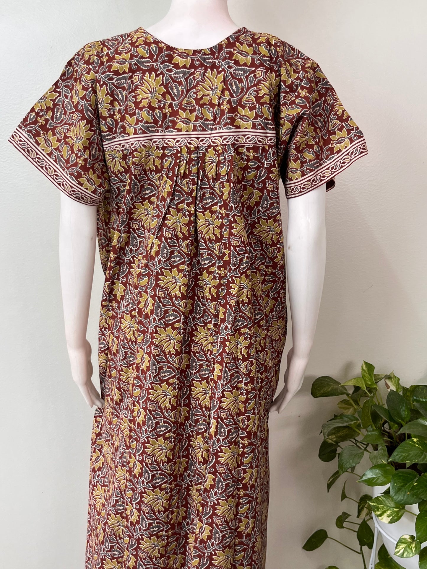 Maroon 100% Cotton Nightgown for Women