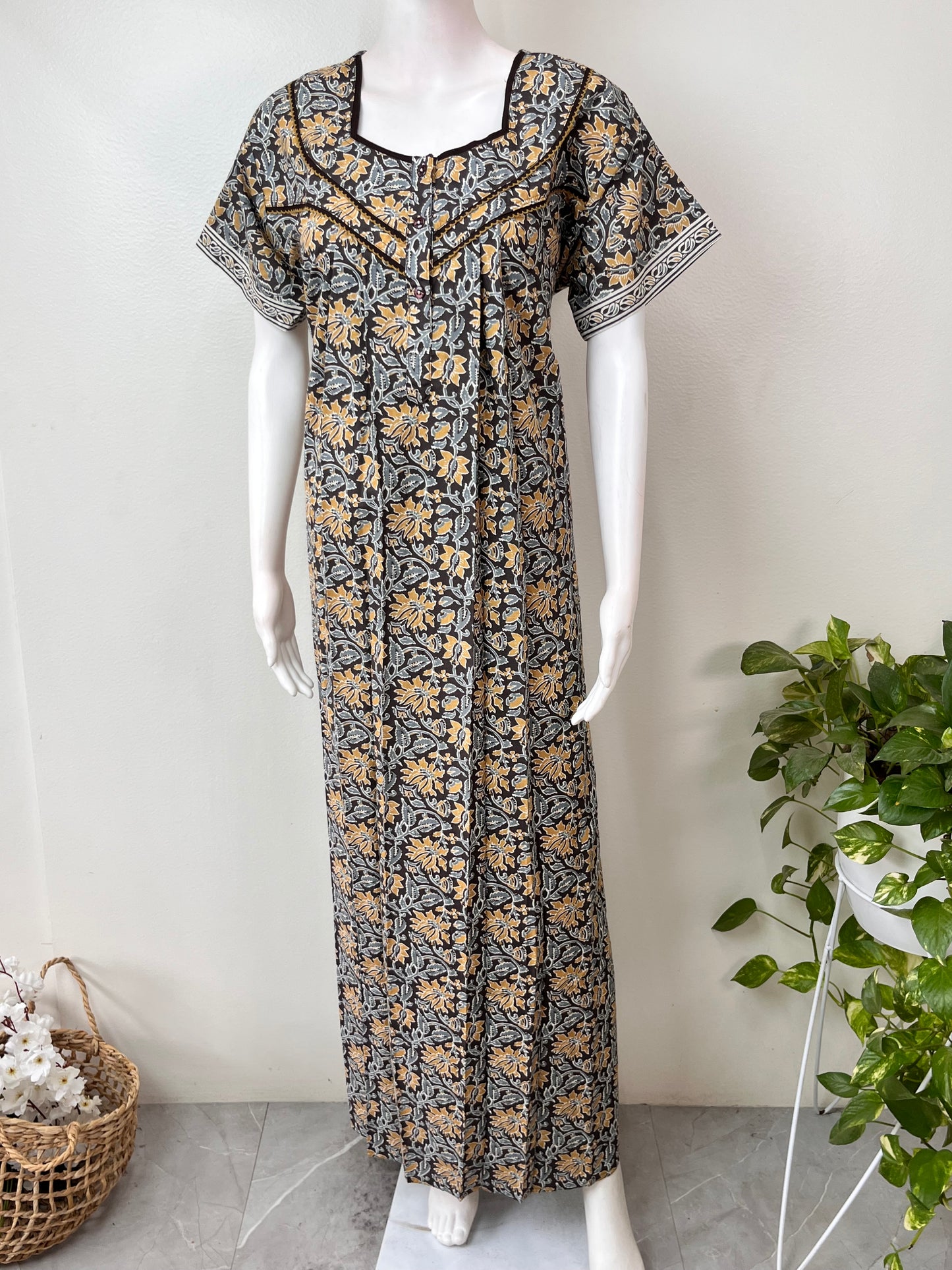 Floral Printed Pure Cotton Nighty for Women