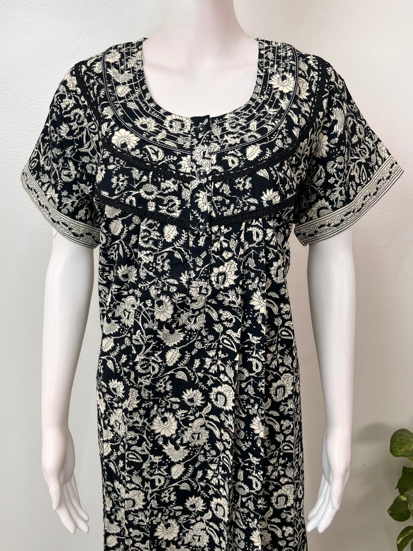 Black Pure Cotton Nighty Elegant & Comfortable
