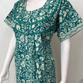 Sea Green Pleated Style 100% Cotton Nighty