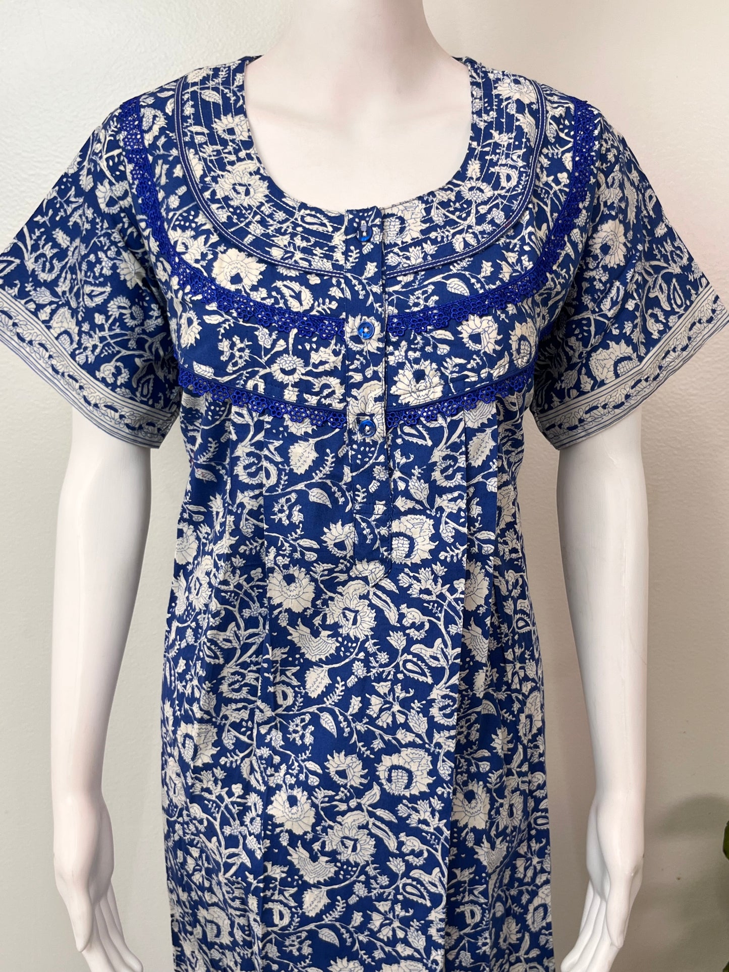 Royal Blue 100% Cotton Nightgown for Women