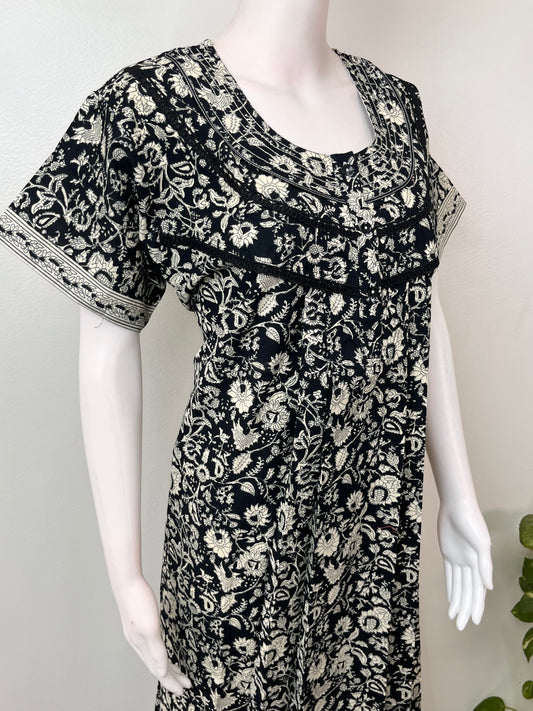 Black Pure Cotton Nighty Elegant & Comfortable