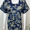 Navy Blue Pleated 100% Cotton Nightgown