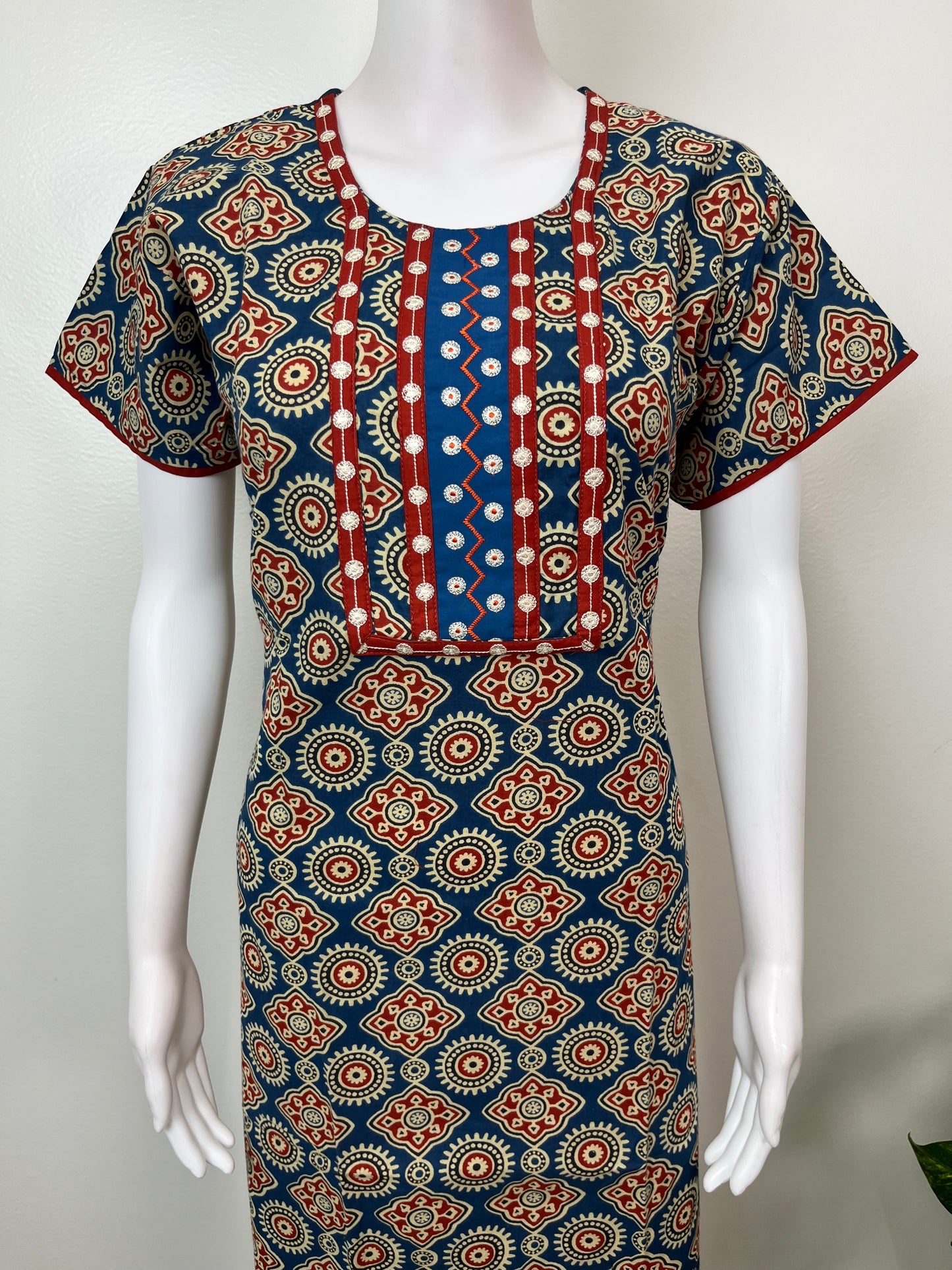 Navy Blue Digital Print 100% Cotton Nightgown