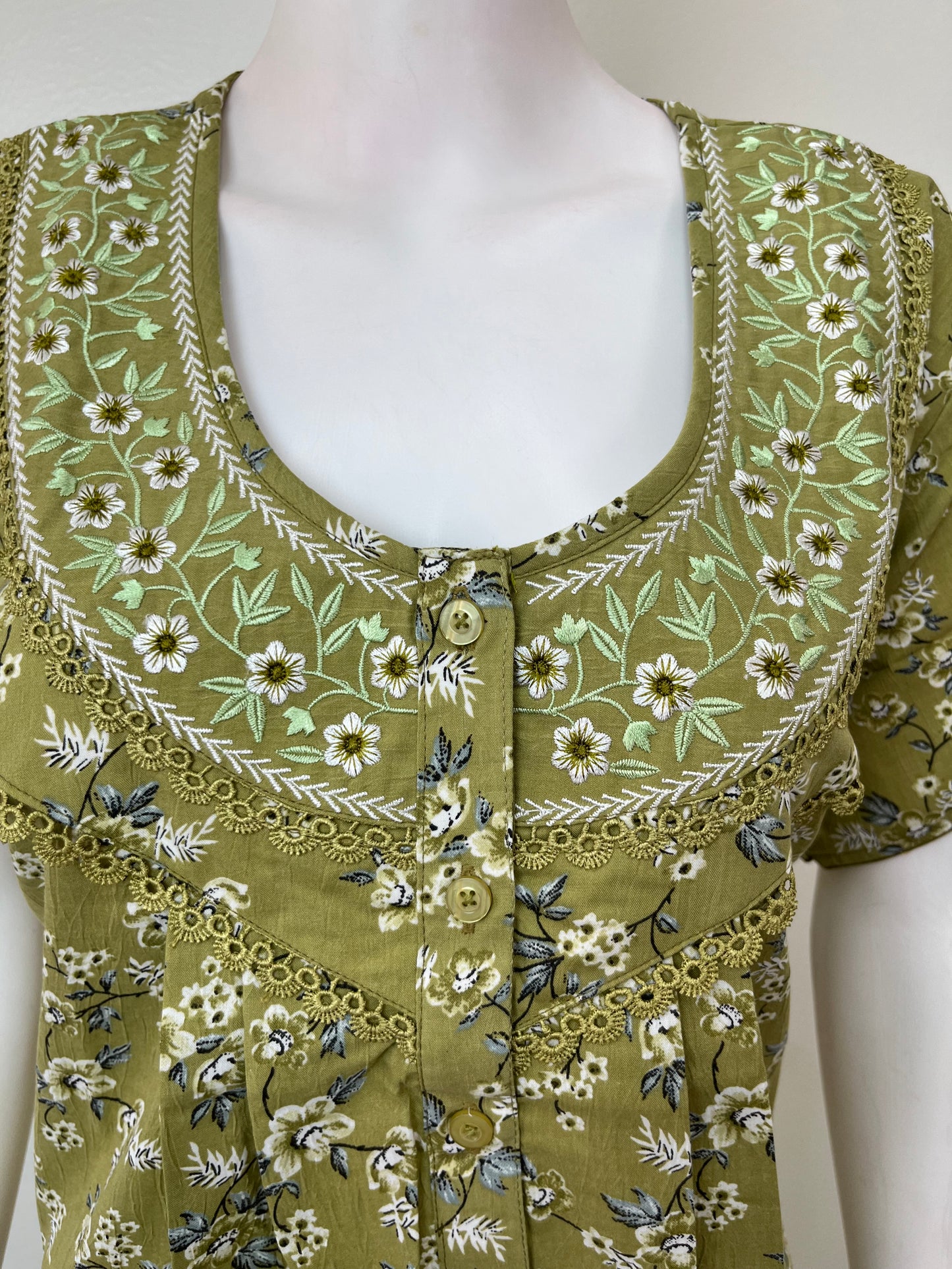 Bottle Green Soft & Comfortable Bizzylizzy Crush Fabric Nighty