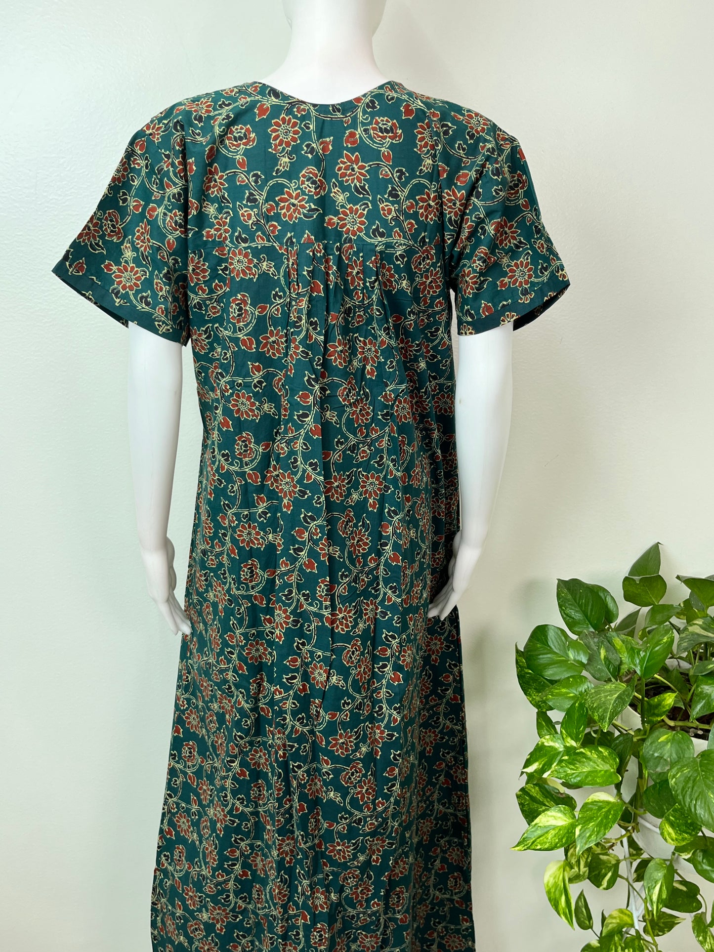 Bottle Green Pure Cotton Nightgown Soft & Comfortable