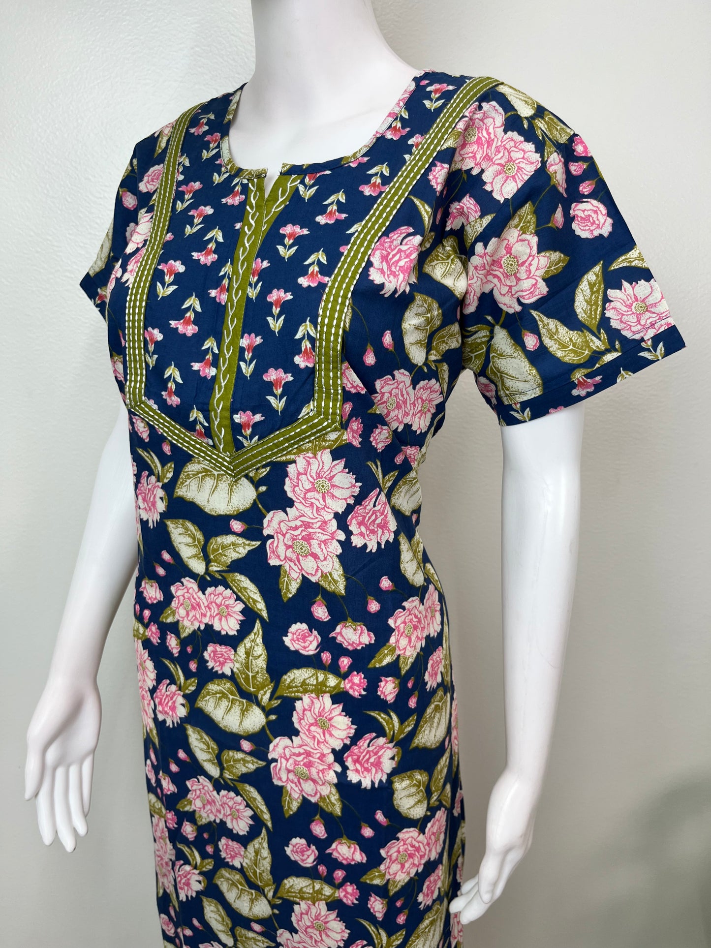 Royal Blue 100% Cotton Elegant & Breathable Nighty