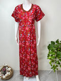 Red Pure Cotton Nightgown for Women