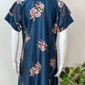 Navy Blue Satin Fabric Elegant & Soft Nightgown