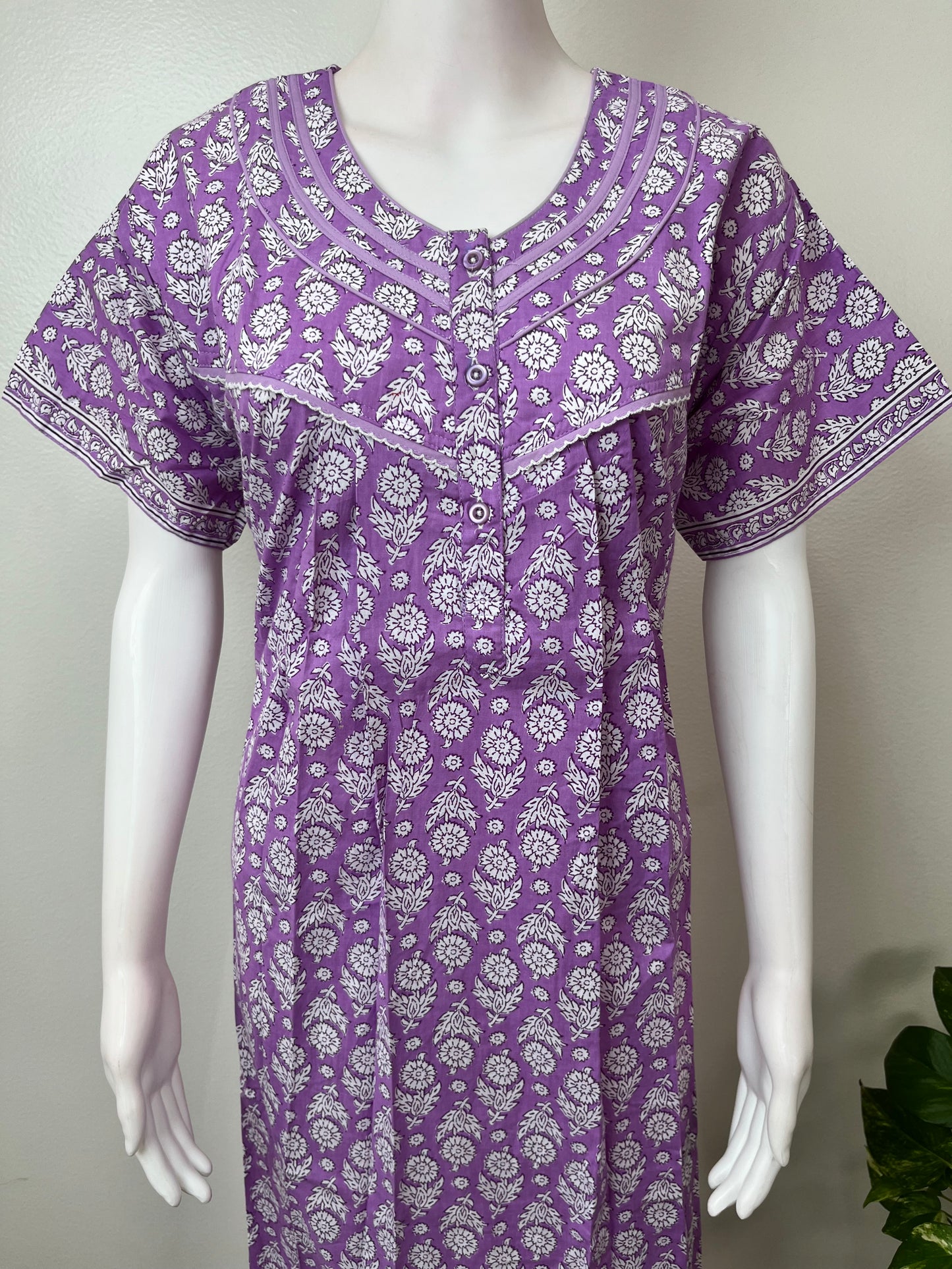 Lavender Pure Cotton Nighty for Women