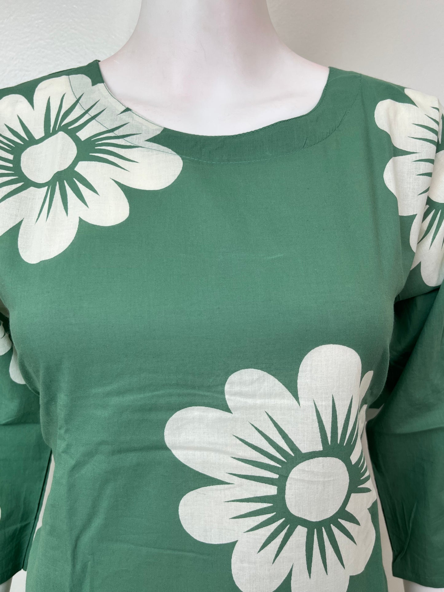 Green Cambric Cotton Night Suit