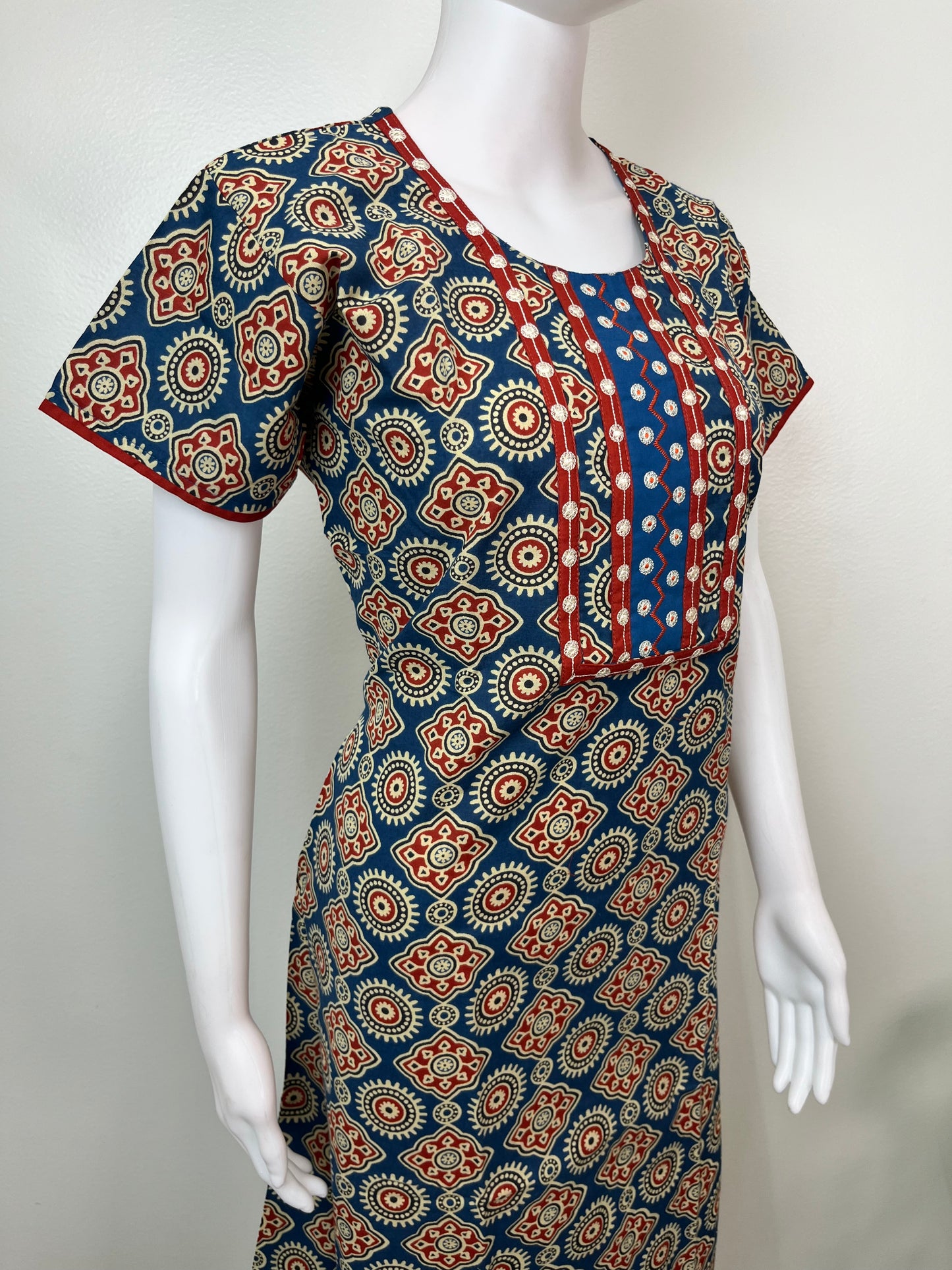 Navy Blue Digital Print 100% Cotton Nightgown