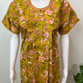 Mustard Floral Printed Pure Cotton Nightgown