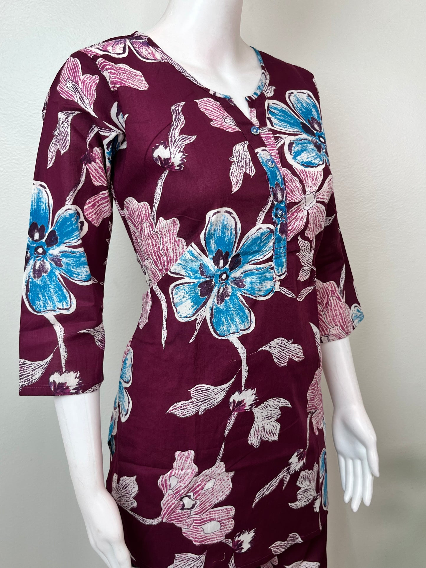 Maroon Pure Cotton Night Suit
