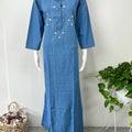 Breathable Denim Look Nightgown with 3/4th Sleeves