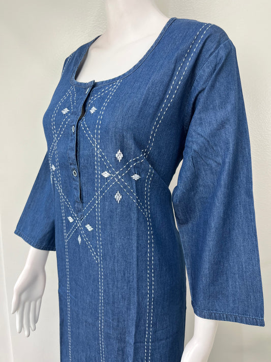 Denim Nighty for Women with Long Sleeves