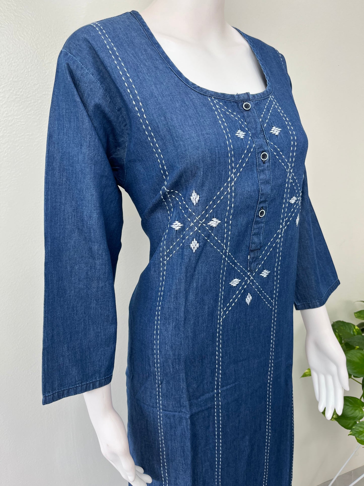 Denim Nighty for Women with Long Sleeves