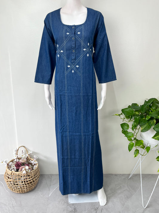 Denim Nighty for Women with Long Sleeves