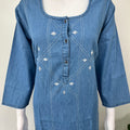 Breathable Denim Look Nightgown with 3/4th Sleeves