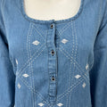Breathable Denim Look Nightgown with 3/4th Sleeves