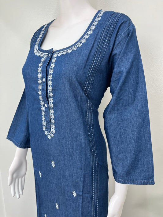 Women's Soft Denim Nightwear with 3/4th Sleeves
