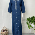 Women's Soft Denim Nightwear with 3/4th Sleeves