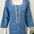 Causal Cotton Denim Nightgown with Long Sleeves