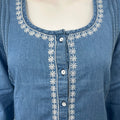 Causal Cotton Denim Nightgown with Long Sleeves
