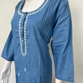 Causal Cotton Denim Nightgown with Long Sleeves